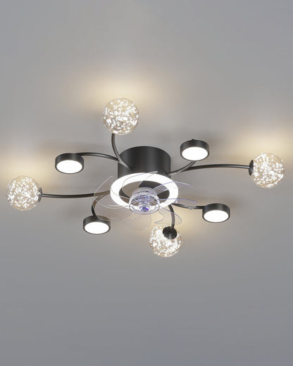 Diff Low Profile Flush Mount Ceiling Fan Chandelier with Remote-DF5051