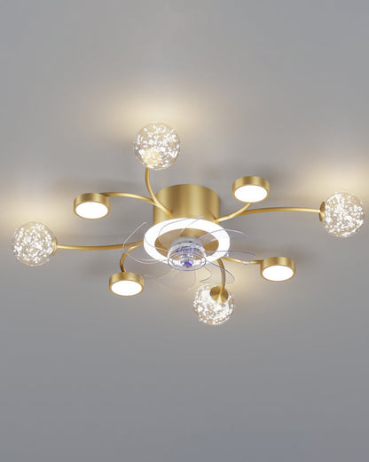 Diff Low Profile Flush Mount Ceiling Fan Chandelier with Remote-DF5051