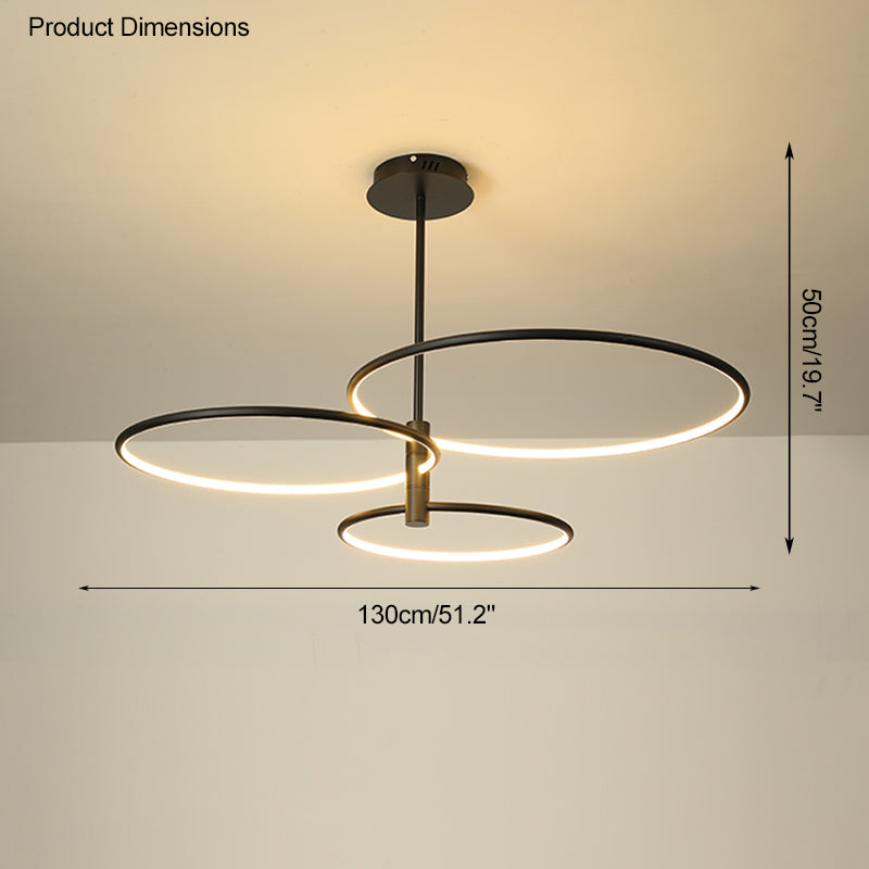 Diff 3 Black LED Rings Chandelier-DF2179