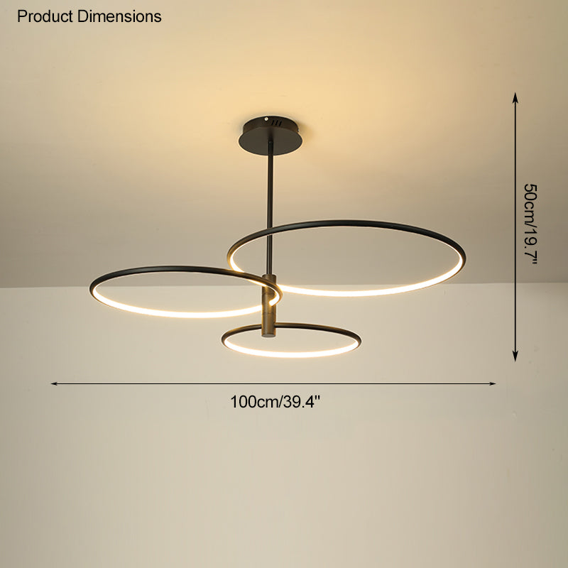 Diff 3 Black LED Rings Chandelier-DF2179