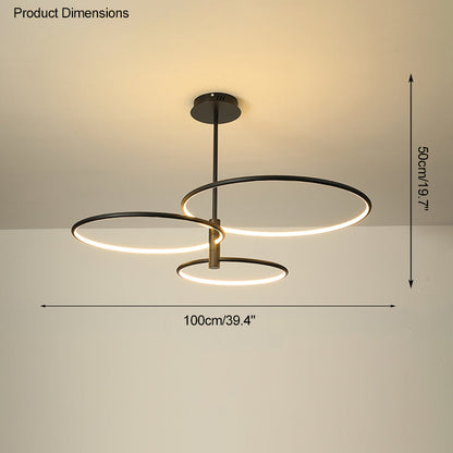 Diff 3 Black LED Rings Chandelier-DF2179