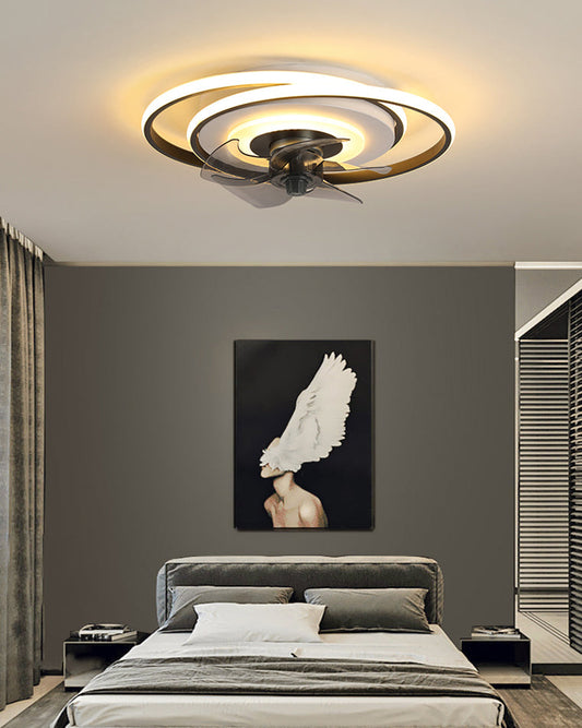 Diff Small Flush Mount Ceiling Fan Chandelier with Remote-DF5049