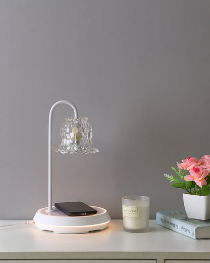 Diff Dimmable Touch Small Glass Table Lamp with Wireless Charger-DF8046