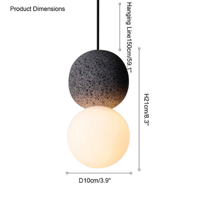 Diff White & Black Glass Globe Pendant Light-DF2086