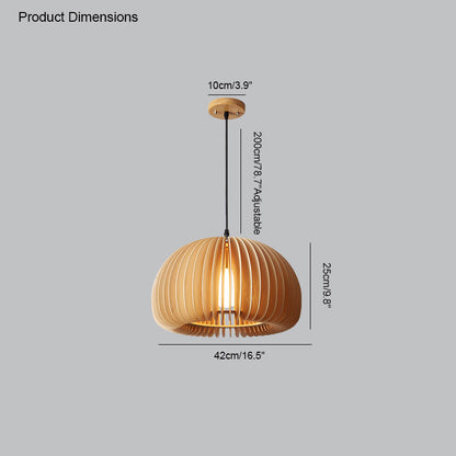 Diff Pumpkin Wood Pendant Light-DF2105