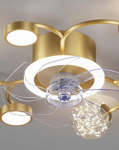 Diff Low Profile Flush Mount Ceiling Fan Chandelier with Remote-DF5051