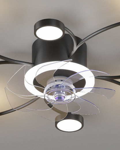 Diff Low Profile Flush Mount Ceiling Fan Chandelier with Remote-DF5051