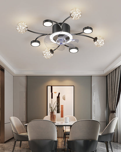 Diff Low Profile Flush Mount Ceiling Fan Chandelier with Remote-DF5051