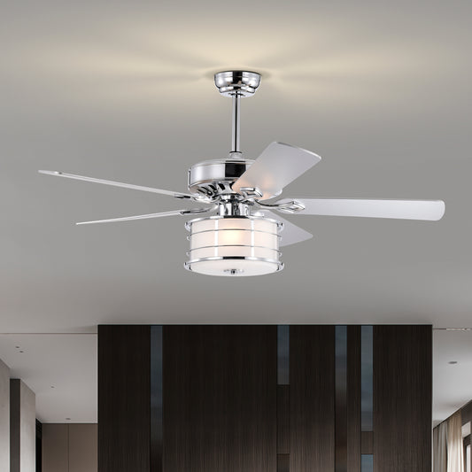 52" 3-Light Chrome Drum Shade LED Ceiling Fan