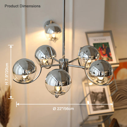 Diff 1920s Chrome Glass Chandelier-DF2306
