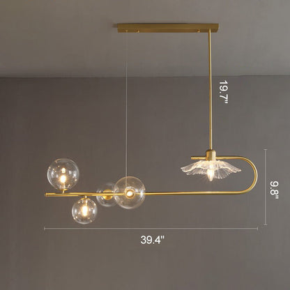 Diff Linear Glass Bubble Brass Chandelier-DF2252