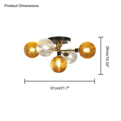 Diff Ribbed Smoked/Green Glass Globe Ceiling Light-DF1110