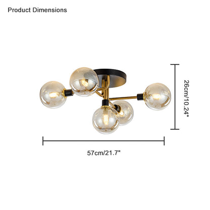Diff Ribbed Smoked/Green Glass Globe Ceiling Light-DF1110