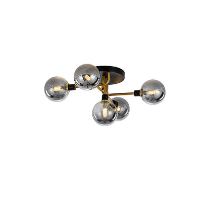 Diff Ribbed Smoked/Green Glass Globe Ceiling Light-DF1110