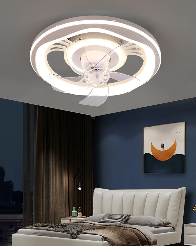 Diff Remote Oscillating Small Flush Mount Ceiling Fan with Dimmable Light-DF5042