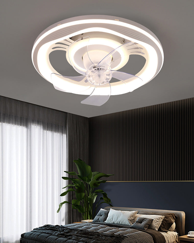 Diff Remote Oscillating Small Flush Mount Ceiling Fan with Dimmable Light-DF5042