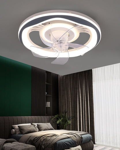 Diff Remote Oscillating Small Flush Mount Ceiling Fan with Dimmable Light-DF5042