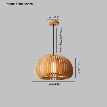 Diff Pumpkin Wood Pendant Light-DF2105