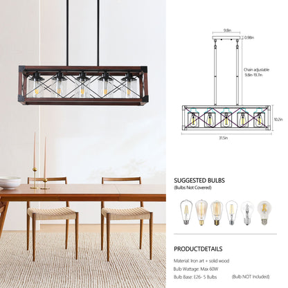 5-Light Retro Farmhouse Chandelier -DG2005