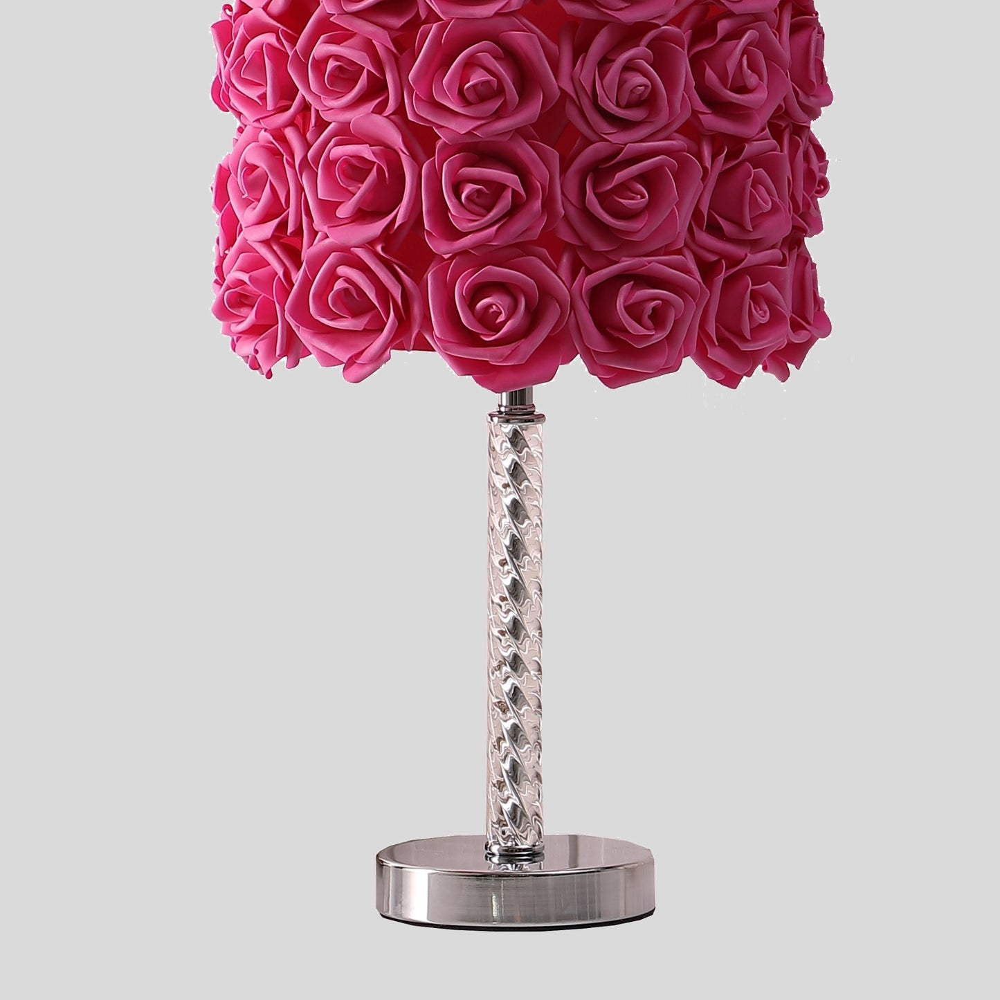 18.25" Red Roses in Bloom Acrylic / Metal Table Lamp