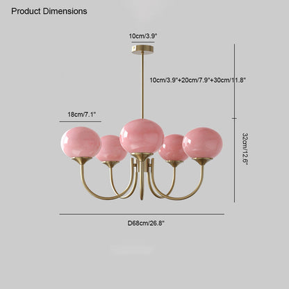 Diff Pink Glass Globe Arm Chandelier-DF2052