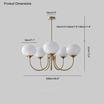 Diff Pink Glass Globe Arm Chandelier-DF2052