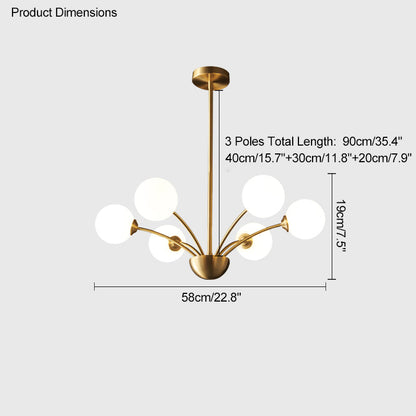 Diff Milk Glass Globe Arm Chandelier-DF2176