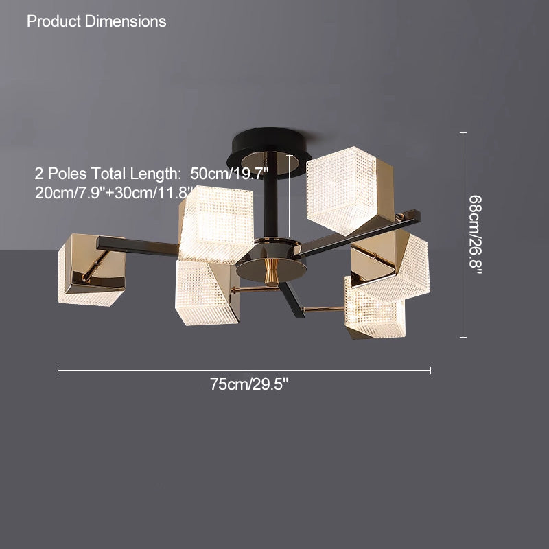 Diff Cubes Gold Chandelier-DF2211