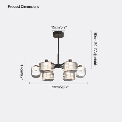 Diff Hollow Rectangular Glass Chandelier-DF2223