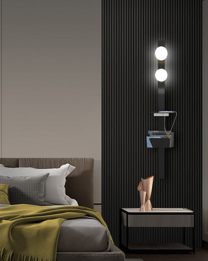 Diff Bar Wall Sconce with Charging Panel and Shelf-DF6056
