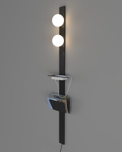 Diff Bar Wall Sconce with Charging Panel and Shelf-DF6056