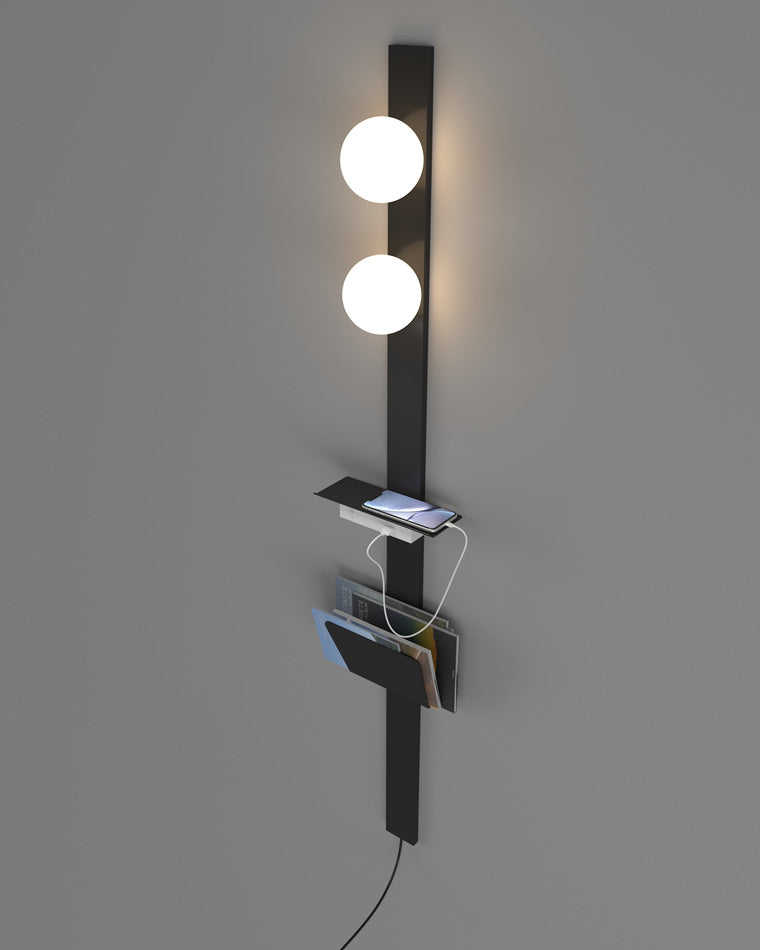 Diff Bar Wall Sconce with Charging Panel and Shelf-DF6056