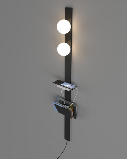 Diff Bar Wall Sconce with Charging Panel and Shelf-DF6056