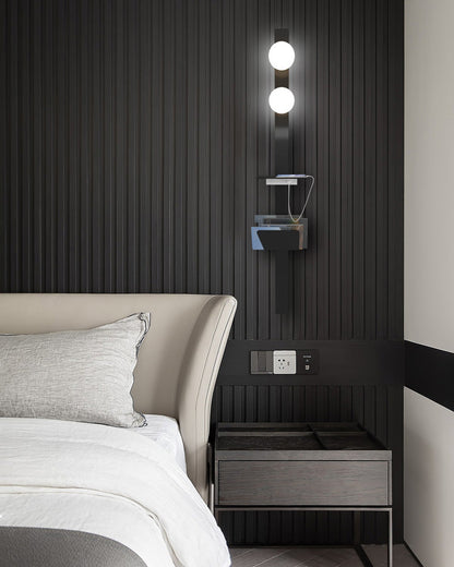 Diff Bar Wall Sconce with Charging Panel and Shelf-DF6056