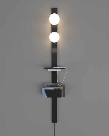 Diff Bar Wall Sconce with Charging Panel and Shelf-DF6056