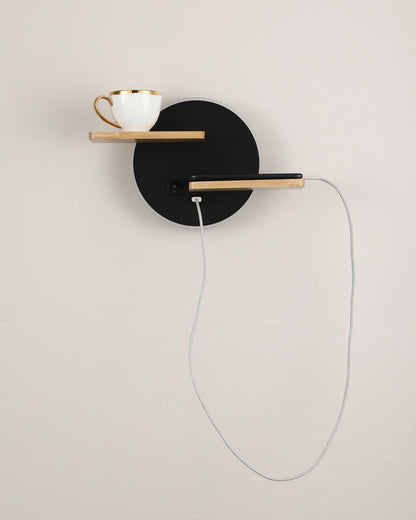 Diff Round Accent Wall Sconce with Shelf, Switch and USB-DF6084