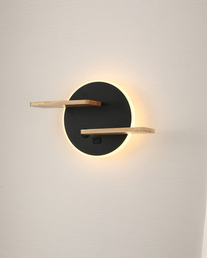 Diff Round Accent Wall Sconce with Shelf, Switch and USB-DF6084