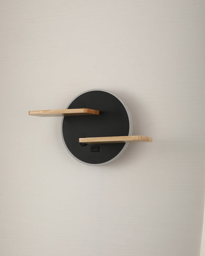 Diff Round Accent Wall Sconce with Shelf, Switch and USB-DF6084