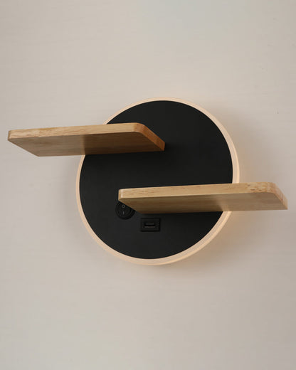 Diff Round Accent Wall Sconce with Shelf, Switch and USB-DF6084