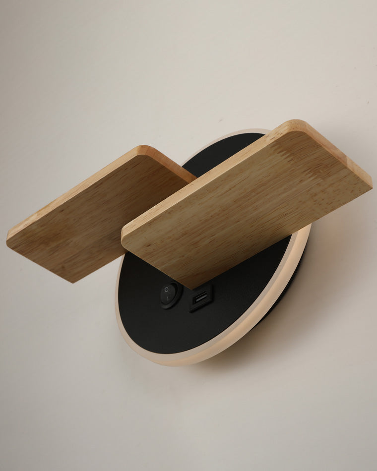 Diff Round Accent Wall Sconce with Shelf, Switch and USB-DF6084