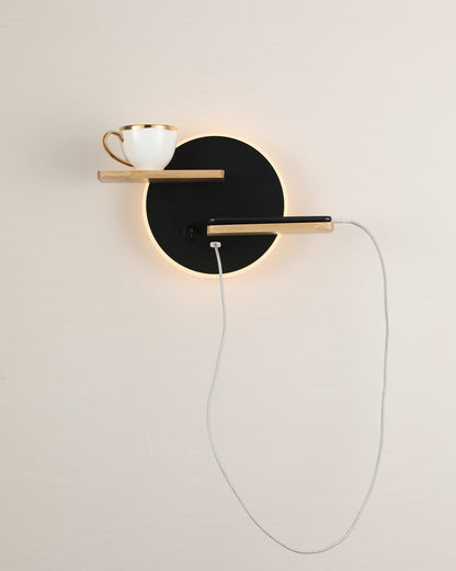 Diff Round Accent Wall Sconce with Shelf, Switch and USB-DF6084