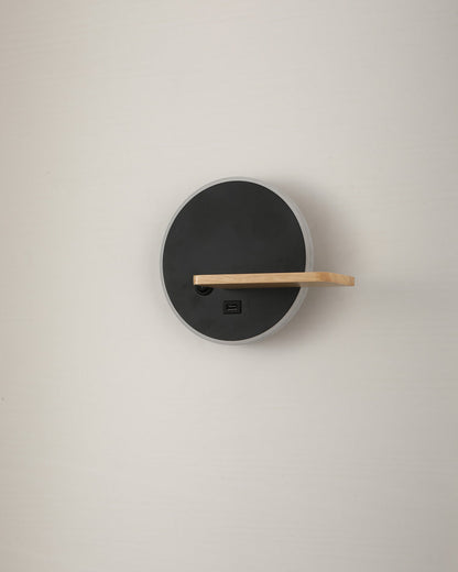Diff Round Accent Wall Sconce with Shelf, Switch and USB-DF6084