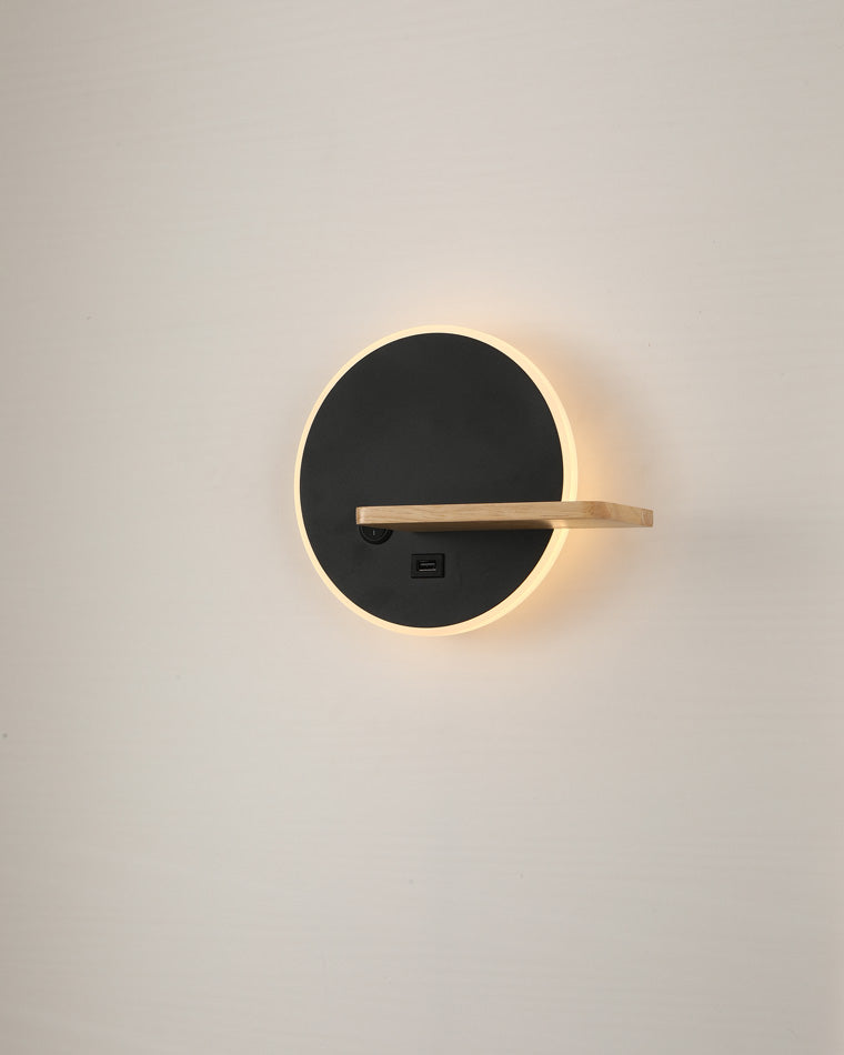 Diff Round Accent Wall Sconce with Shelf, Switch and USB-DF6084