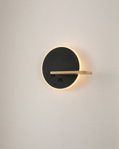Diff Round Accent Wall Sconce with Shelf, Switch and USB-DF6084