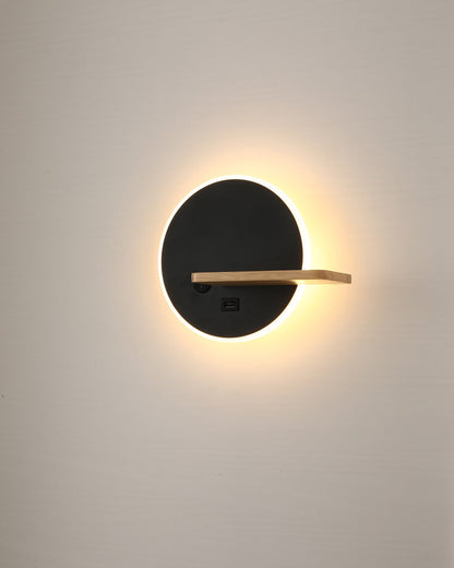 Diff Round Accent Wall Sconce with Shelf, Switch and USB-DF6084