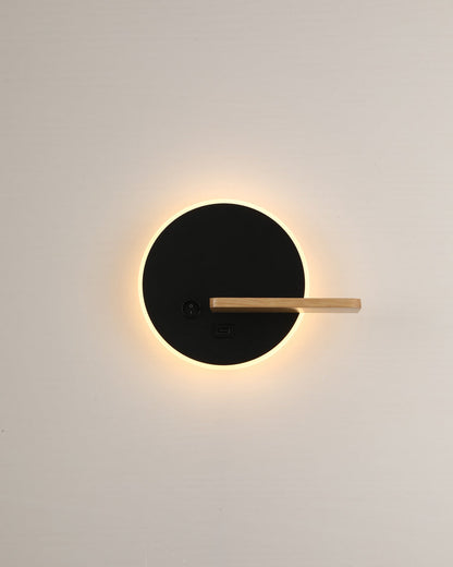 Diff Round Accent Wall Sconce with Shelf, Switch and USB-DF6084