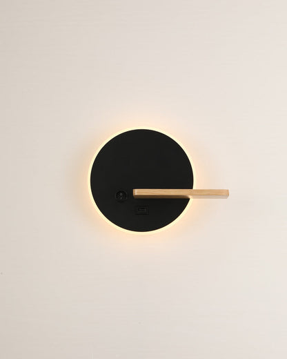 Diff Round Accent Wall Sconce with Shelf, Switch and USB-DF6084