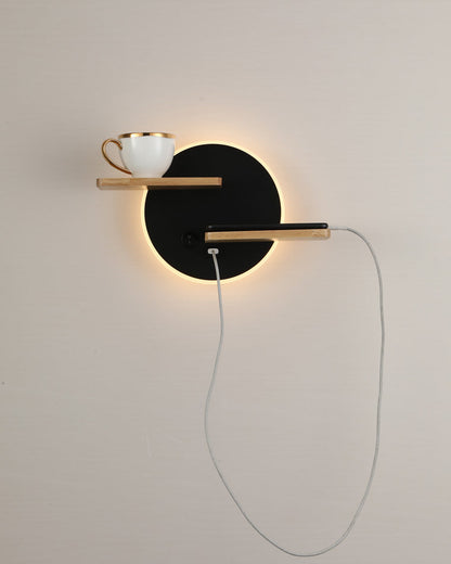 Diff Round Accent Wall Sconce with Shelf, Switch and USB-DF6084