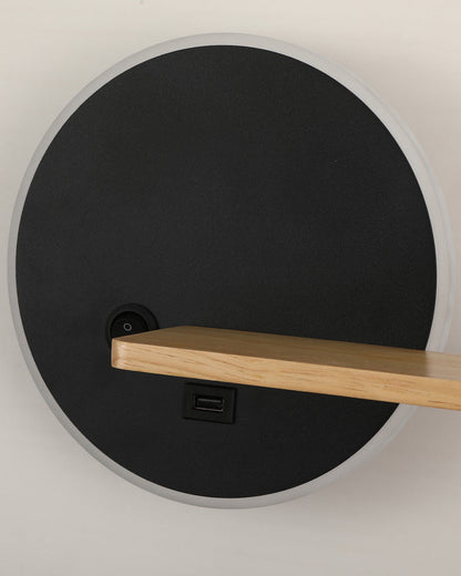 Diff Round Accent Wall Sconce with Shelf, Switch and USB-DF6084