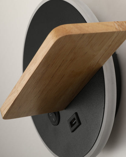 Diff Round Accent Wall Sconce with Shelf, Switch and USB-DF6084